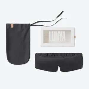 Lunya Sleep Mask with Box - Washable Silk Sleeping Mask and Headband for Beauty Routines - Thermoregulating Comfort for Restful Nights - Silk Eye Mask for Women - Large - Meditative Grey