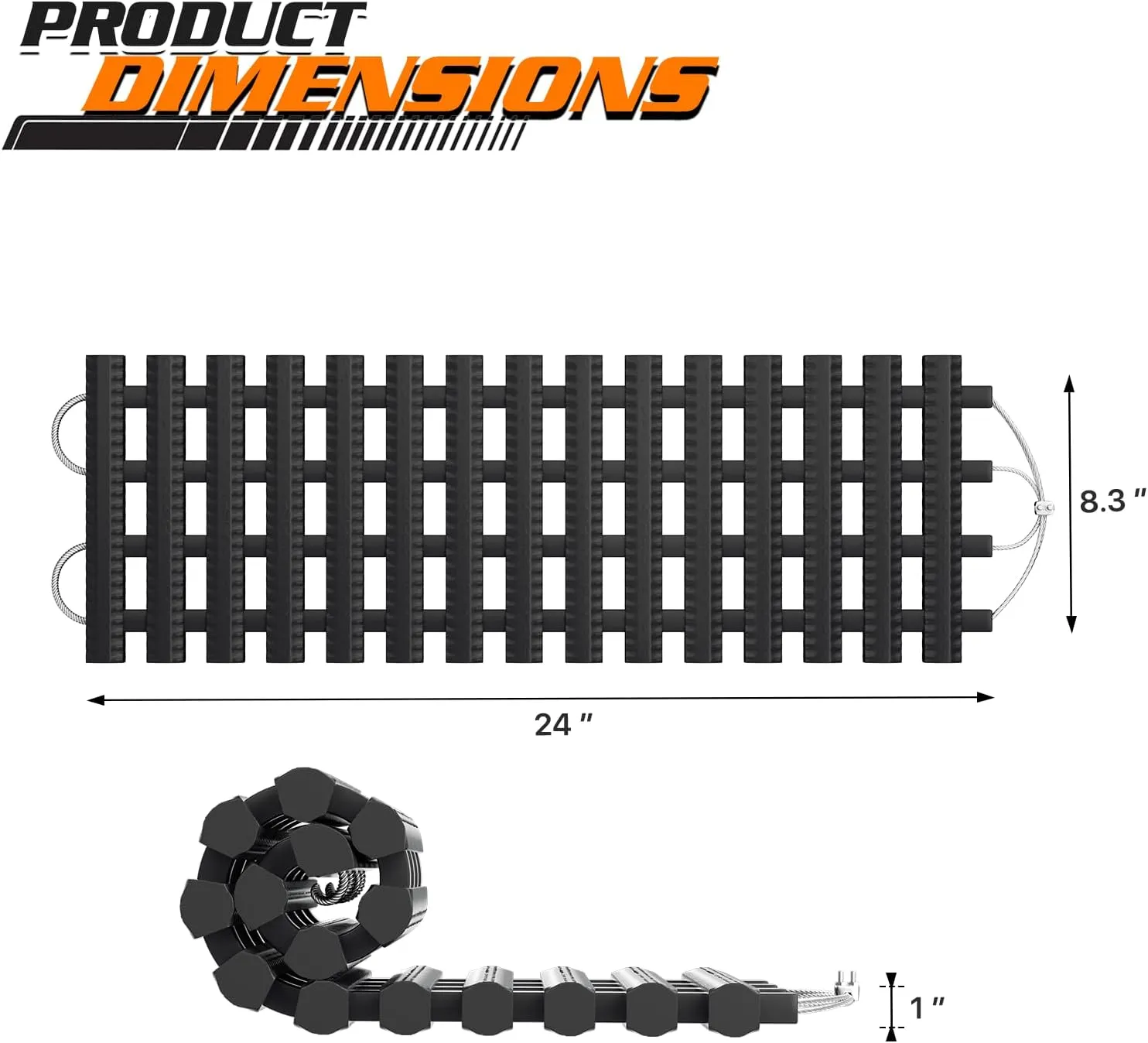 M-AUTO Tire Traction Mat Portable Recovery Track for Vehicle to Get Unstuck from Snow, Ice, Mud, and Sand, 24" Recovery Traction Mat with Bag for Cars, Trucks, Van or Fleet Vehicle, Load 7.7 Ton