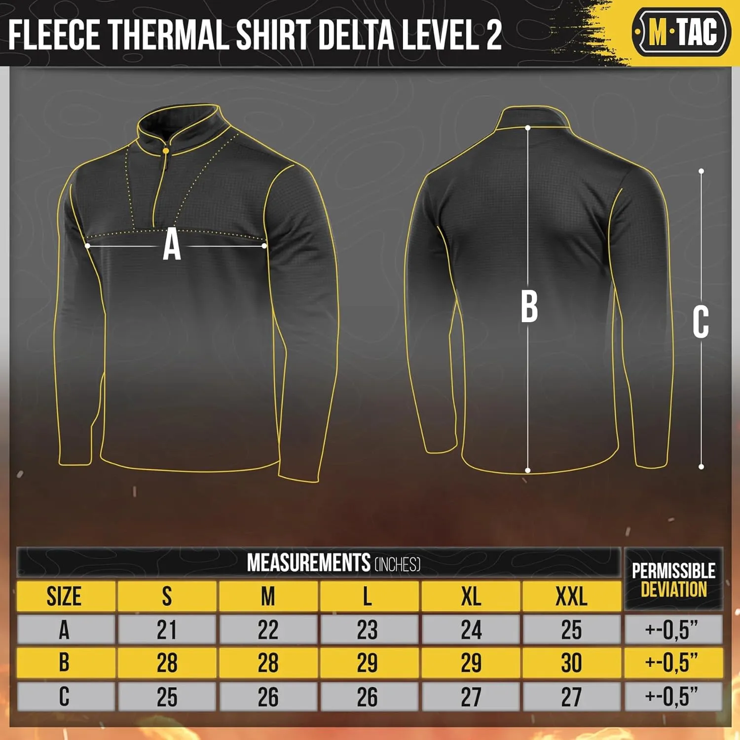 M-Tac Thermal Underwear for Men Fleece Lined Compression Shirt Delta Level 2