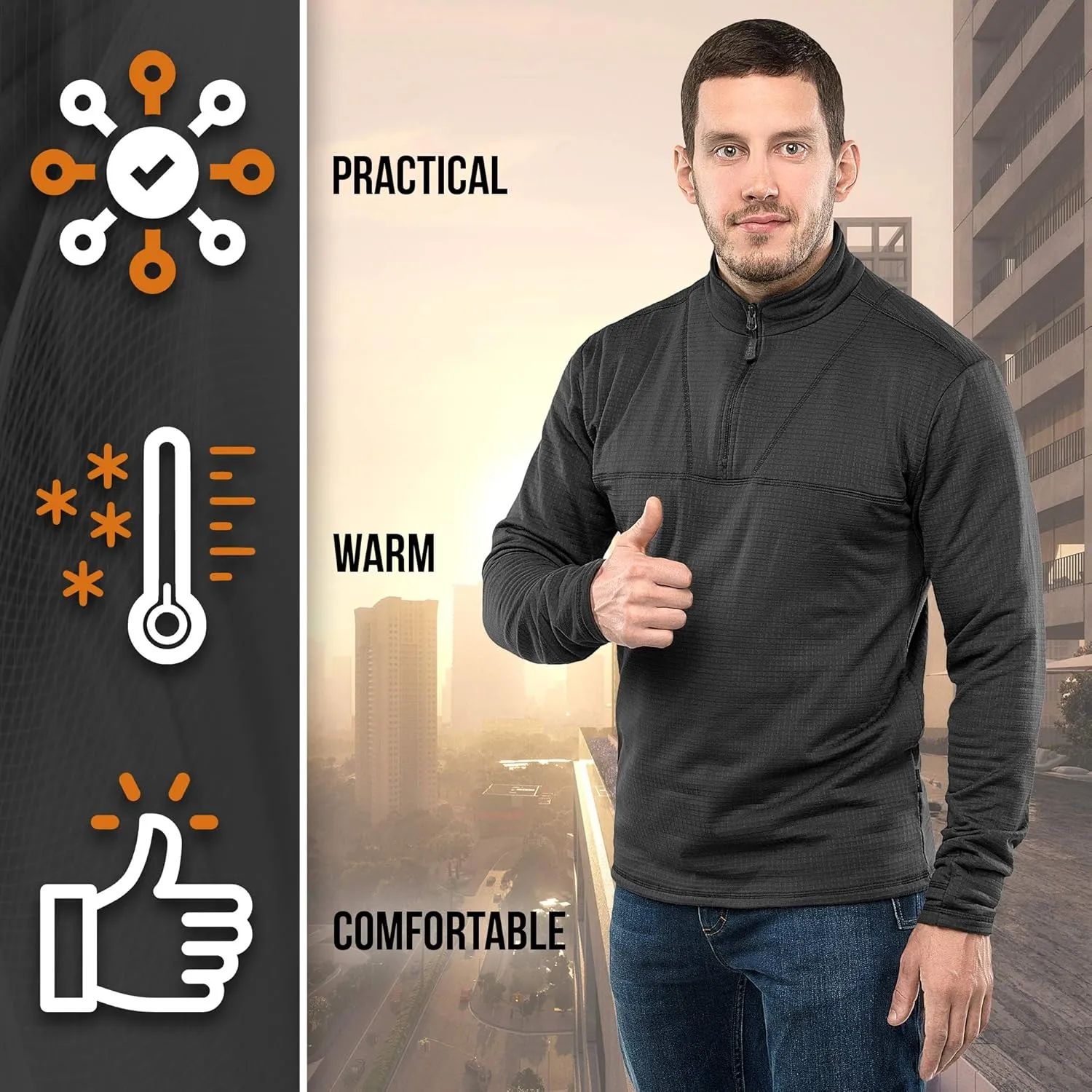 M-Tac Thermal Underwear for Men Fleece Lined Compression Shirt Delta Level 2
