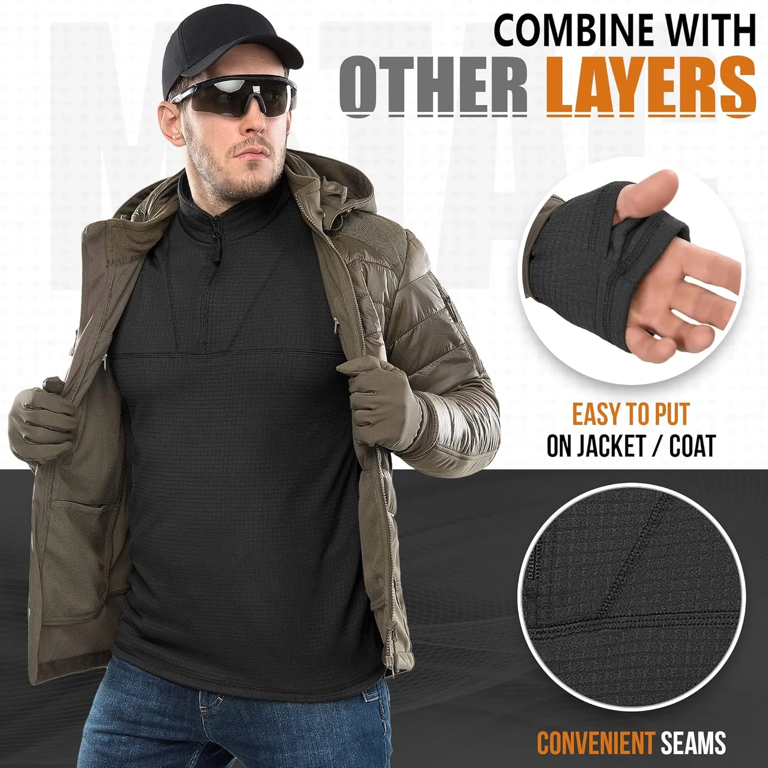 M-Tac Thermal Underwear for Men Fleece Lined Compression Shirt Delta Level 2