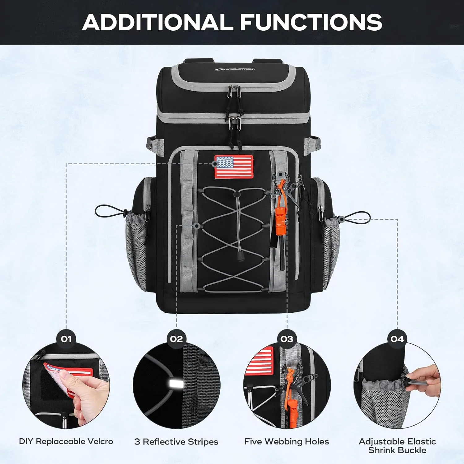 Maelstrom Backpack Cooler,Soft Lightweight Leakproof Cooler Backpack,50 Can Insulated Cooler Bag,Keeps 50 Cans Hot/Cold for Up to 16 Hours,Waterproof Lunch Bag for Men Women-Black
