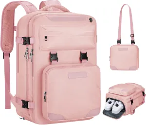 Maelstrom Travel Backpack for Women Men,25L Laptop Backpack Fits 17-Inch Laptop,Waterproof Carry On Backpack for Airplanes with Detachable Crossbody Bag&Shoe Compartment,Pink