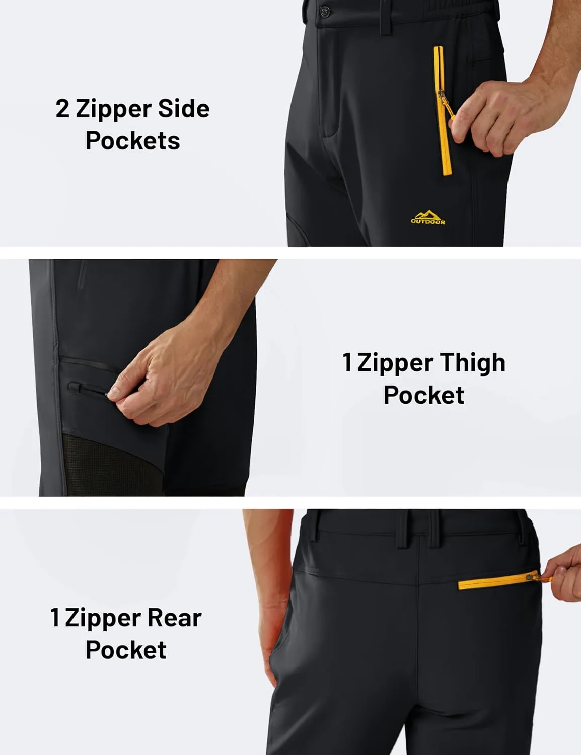 MAGCOMSEN Winter Pants for Men Snow Ski Pants Fleece Lined Water Resistant Softshell Hiking Pants 4 Pockets