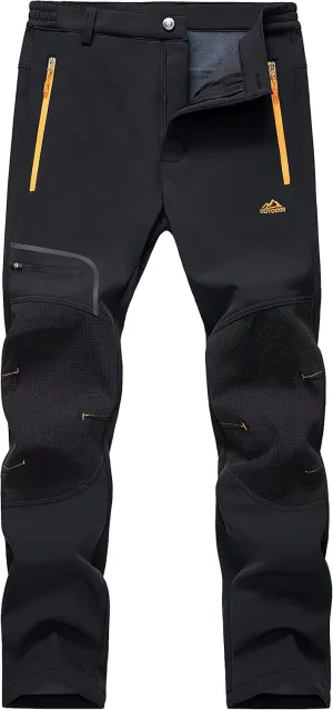 MAGCOMSEN Winter Pants for Men Snow Ski Pants Fleece Lined Water Resistant Softshell Hiking Pants 4 Pockets