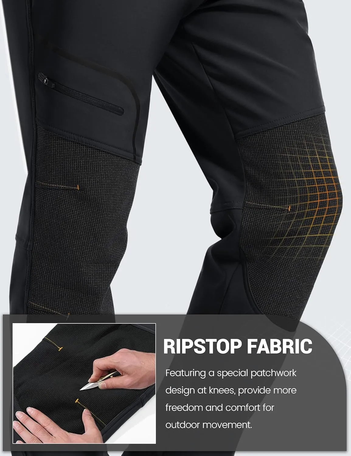 MAGCOMSEN Winter Pants for Men Snow Ski Pants Fleece Lined Water Resistant Softshell Hiking Pants 4 Pockets
