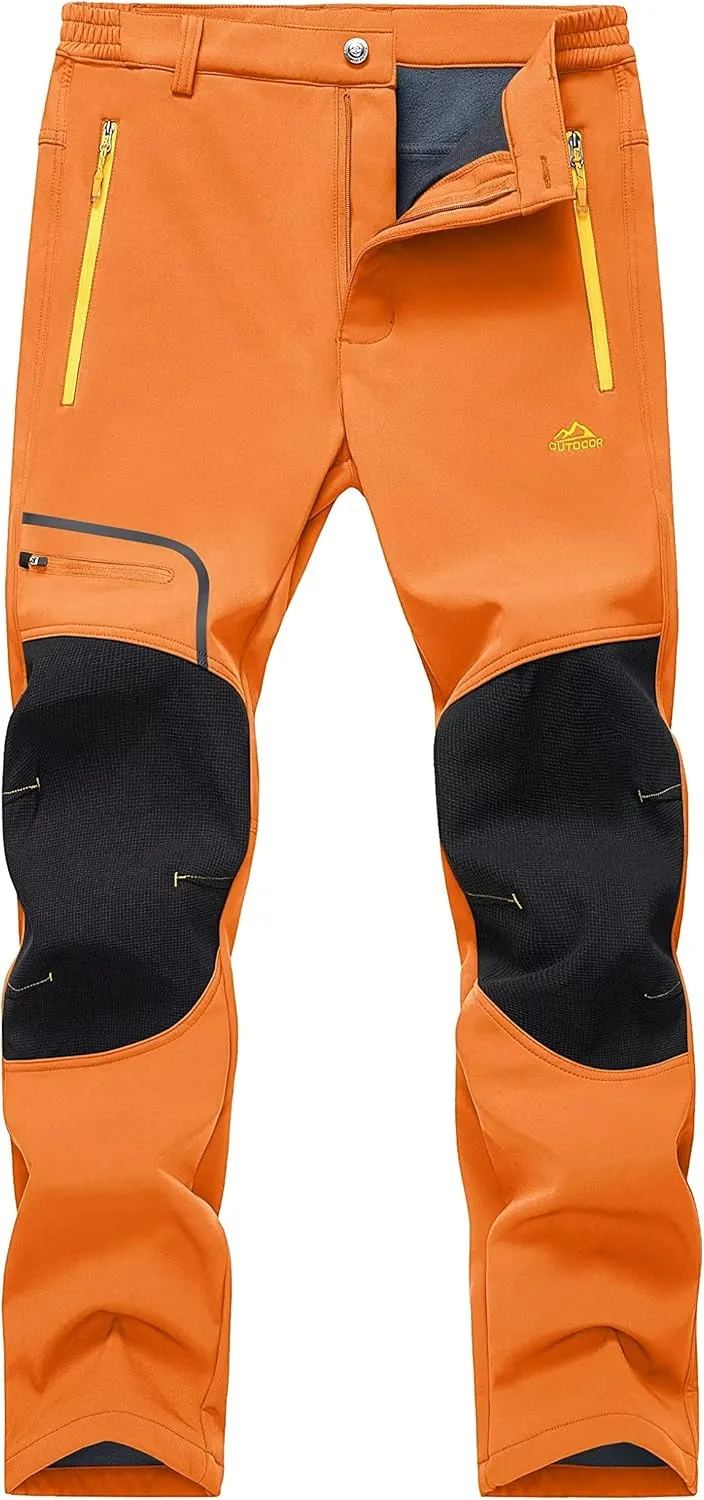 MAGCOMSEN Winter Pants for Men Snow Ski Pants Fleece Lined Water Resistant Softshell Hiking Pants 4 Pockets