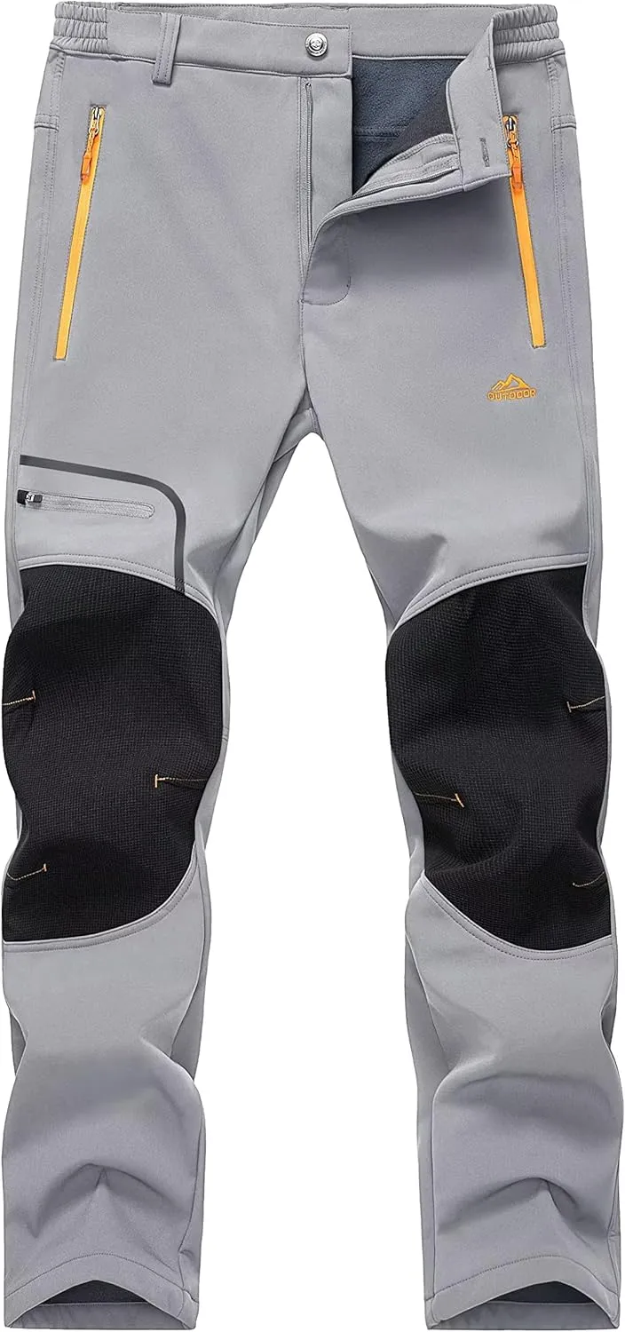MAGCOMSEN Winter Pants for Men Snow Ski Pants Fleece Lined Water Resistant Softshell Hiking Pants 4 Pockets