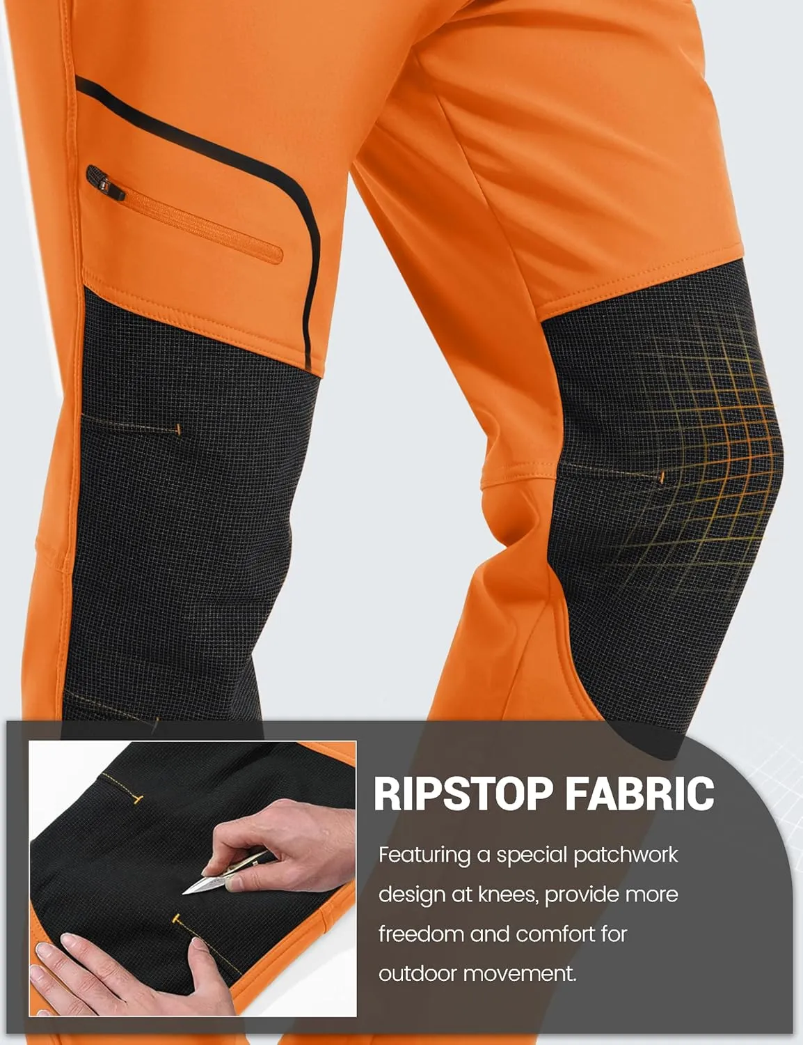MAGCOMSEN Winter Pants for Men Snow Ski Pants Fleece Lined Water Resistant Softshell Hiking Pants 4 Pockets