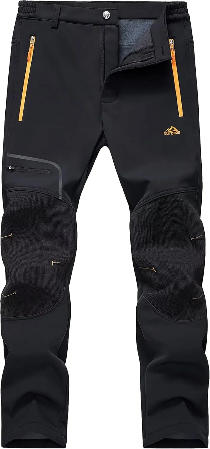 MAGCOMSEN Winter Pants for Men Snow Ski Pants Fleece Lined Water Resistant Softshell Hiking Pants 4 Pockets
