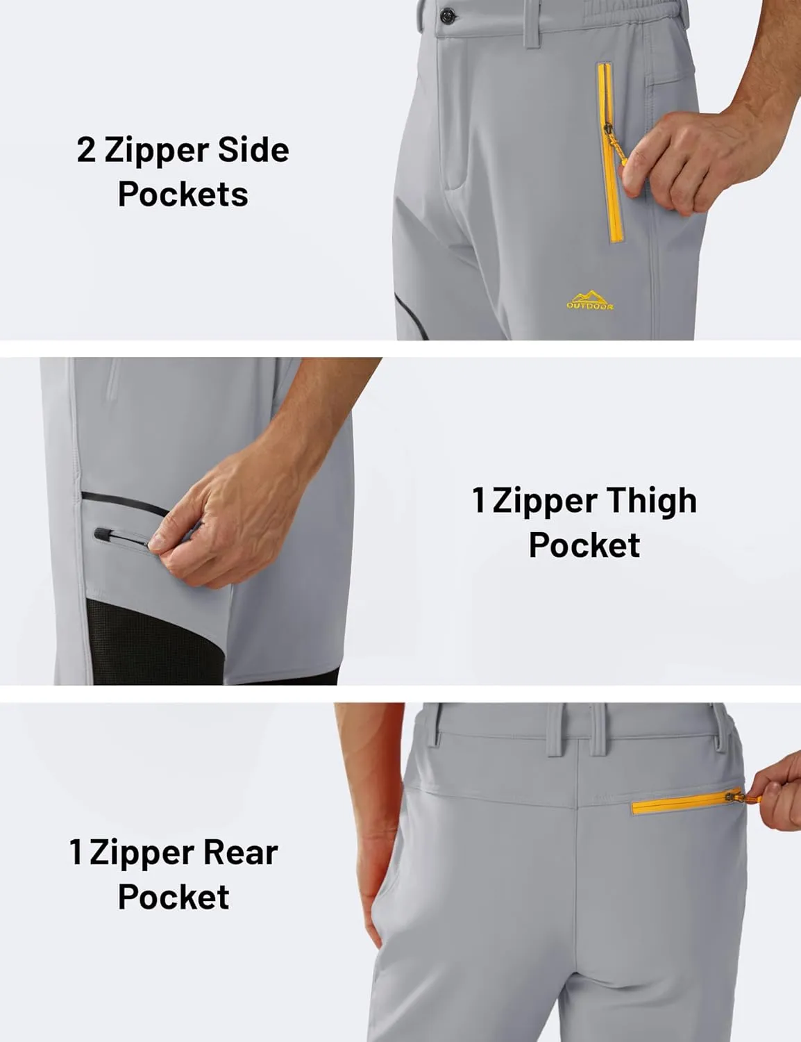 MAGCOMSEN Winter Pants for Men Snow Ski Pants Fleece Lined Water Resistant Softshell Hiking Pants 4 Pockets