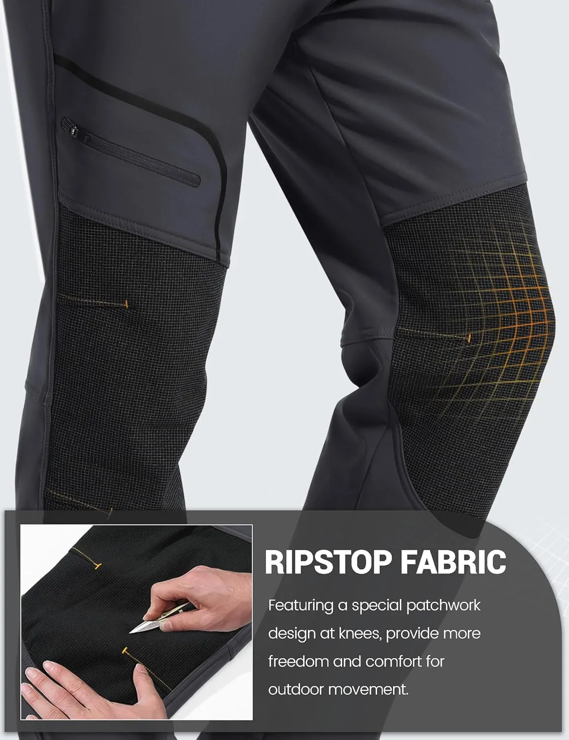 MAGCOMSEN Winter Pants for Men Snow Ski Pants Fleece Lined Water Resistant Softshell Hiking Pants 4 Pockets
