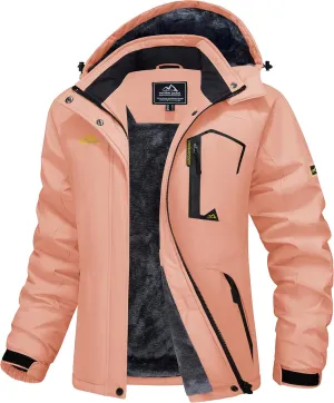 MAGCOMSEN Women's Ski Jacket Waterproof Insulated Snow Jacket Warm Windproof Winter Coats with Hood Fleece Lined Jacket