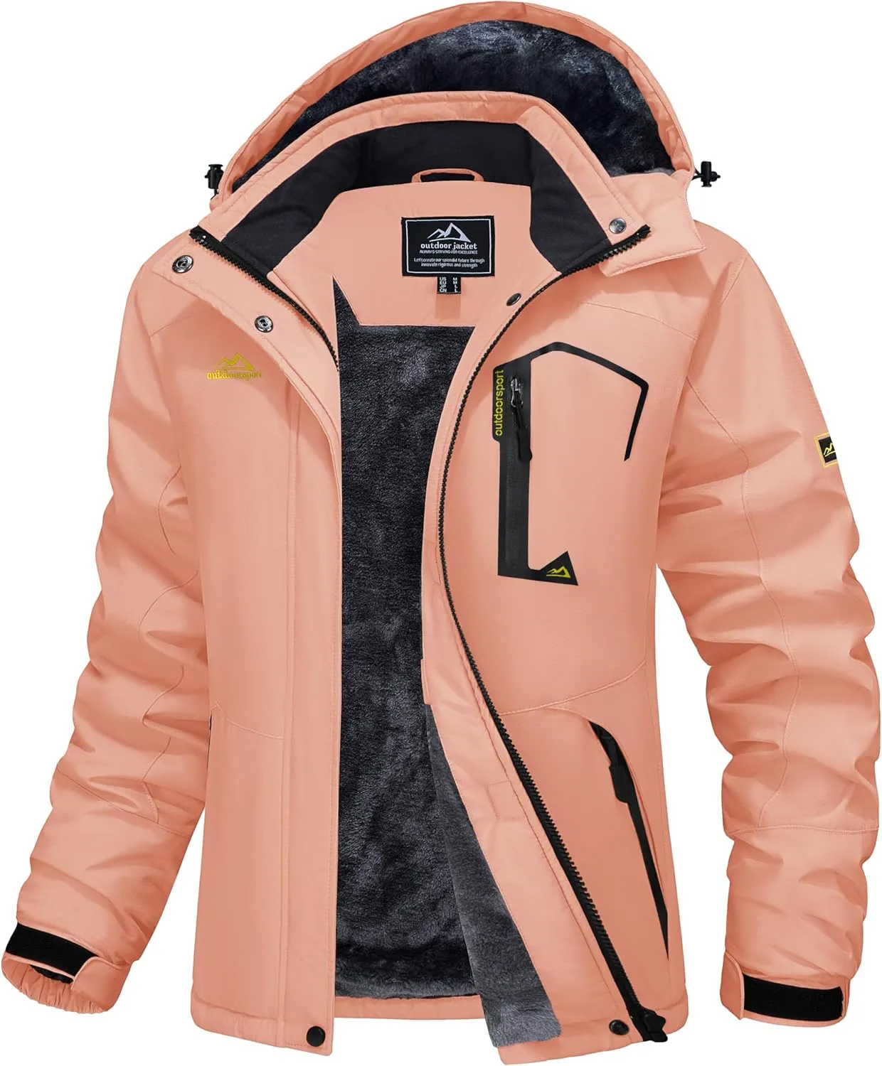 MAGCOMSEN Women's Ski Jacket Waterproof Insulated Snow Jacket Warm Windproof Winter Coats with Hood Fleece Lined Jacket