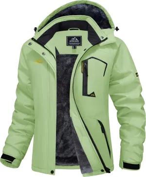 MAGCOMSEN Women's Ski Jacket Waterproof Insulated Snow Jacket Warm Windproof Winter Coats with Hood Fleece Lined Jacket