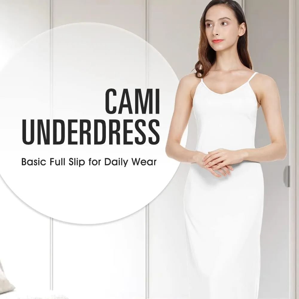 MANCYFIT Long Slips for Under Dresses Full Length Adjustable Spaghetti Strap Nightgown
