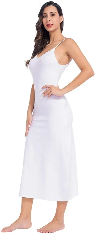 MANCYFIT Long Slips for Under Dresses Full Length Adjustable Spaghetti Strap Nightgown