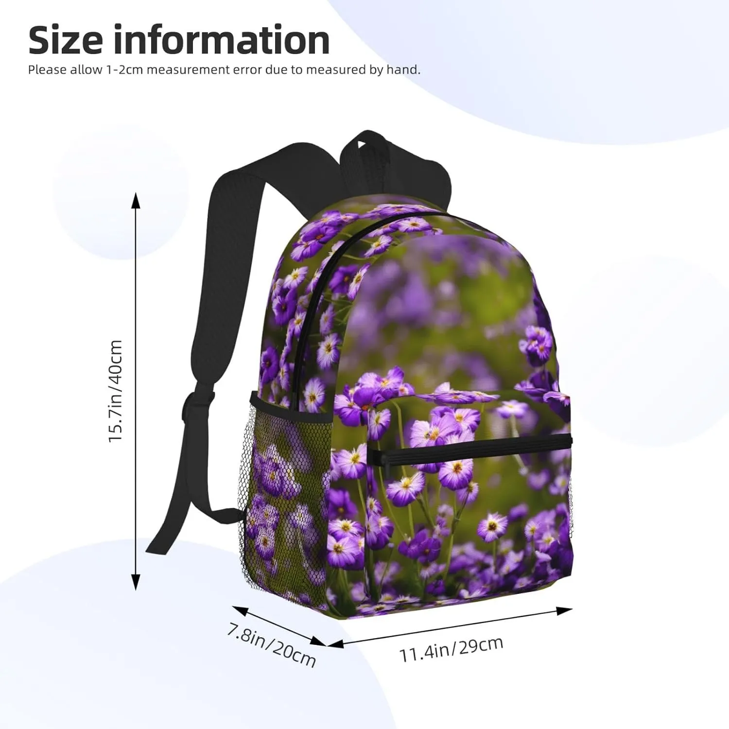 Many Purple Flowers Print Comfortable Backpack,Your Essential Casual Travel Bag For Outdoor Adventures