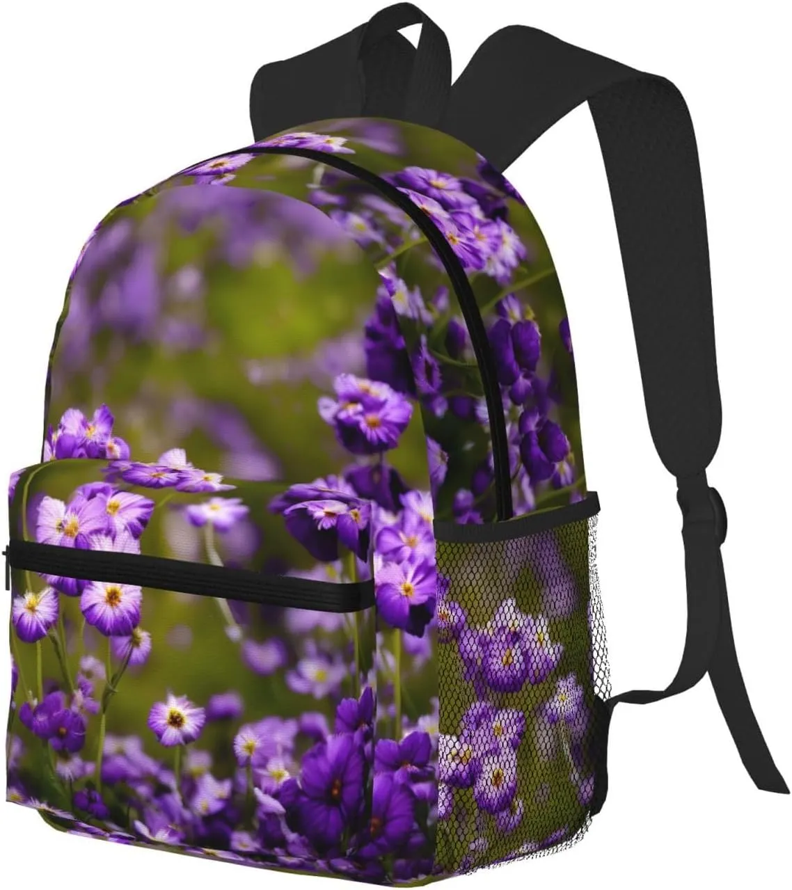 Many Purple Flowers Print Comfortable Backpack,Your Essential Casual Travel Bag For Outdoor Adventures