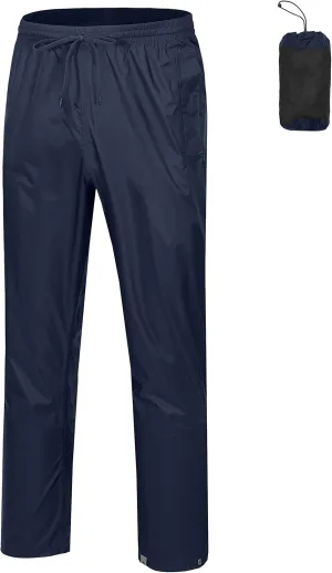 Mapamyumco Men's Rain Pants Packable Waterproof Hiking Pants Windproof Breathable Outdoor Rain Over Pants