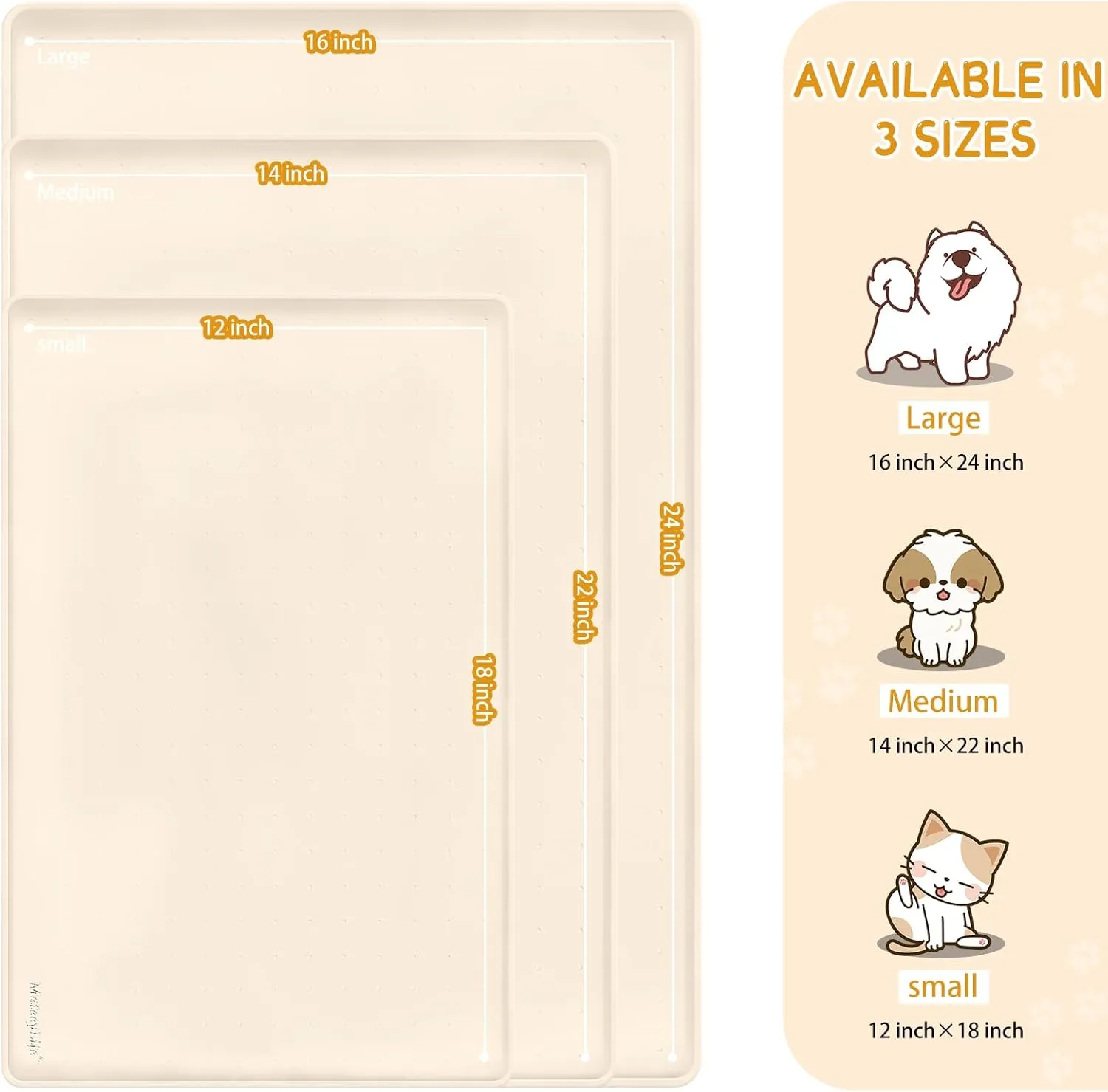 MateeyLife Silicone Cat & Dog Food Mat for Floors Waterproof, Anti-Slip Dog Bowl Mats for Food and Water, Pet Feeding Mats with Lip to Prevent Spills, Pet Placemat for Messy Drinkers to Protect Floors