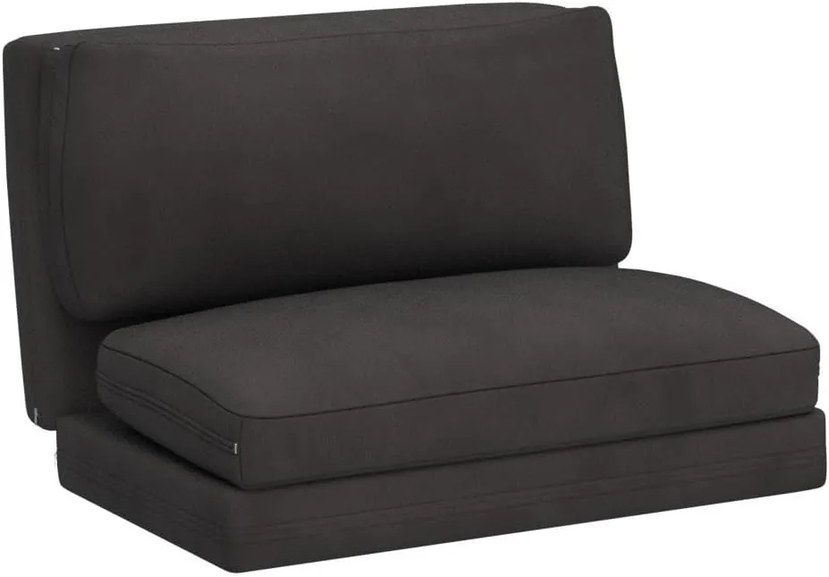 MAXYOYO Bean Bag Bed Folding Sofa Bed Floor Mattress for Adults, Extra Thick and Long Floor Sofa with Faux Fur Washable Cover, Single Floor Couch Bed for Bedroom Living Room, Dark Grey, 30x95 Inch
