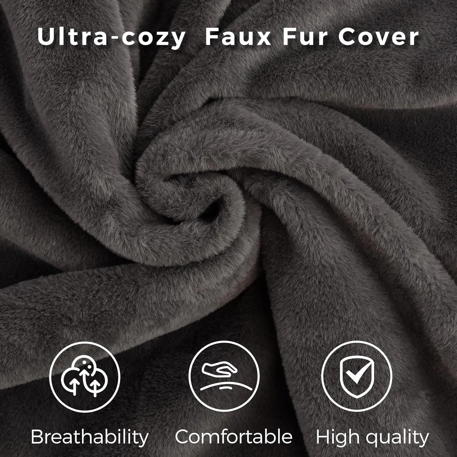 MAXYOYO Bean Bag Bed Folding Sofa Bed Floor Mattress for Adults, Extra Thick and Long Floor Sofa with Faux Fur Washable Cover, Single Floor Couch Bed for Bedroom Living Room, Dark Grey, 30x95 Inch