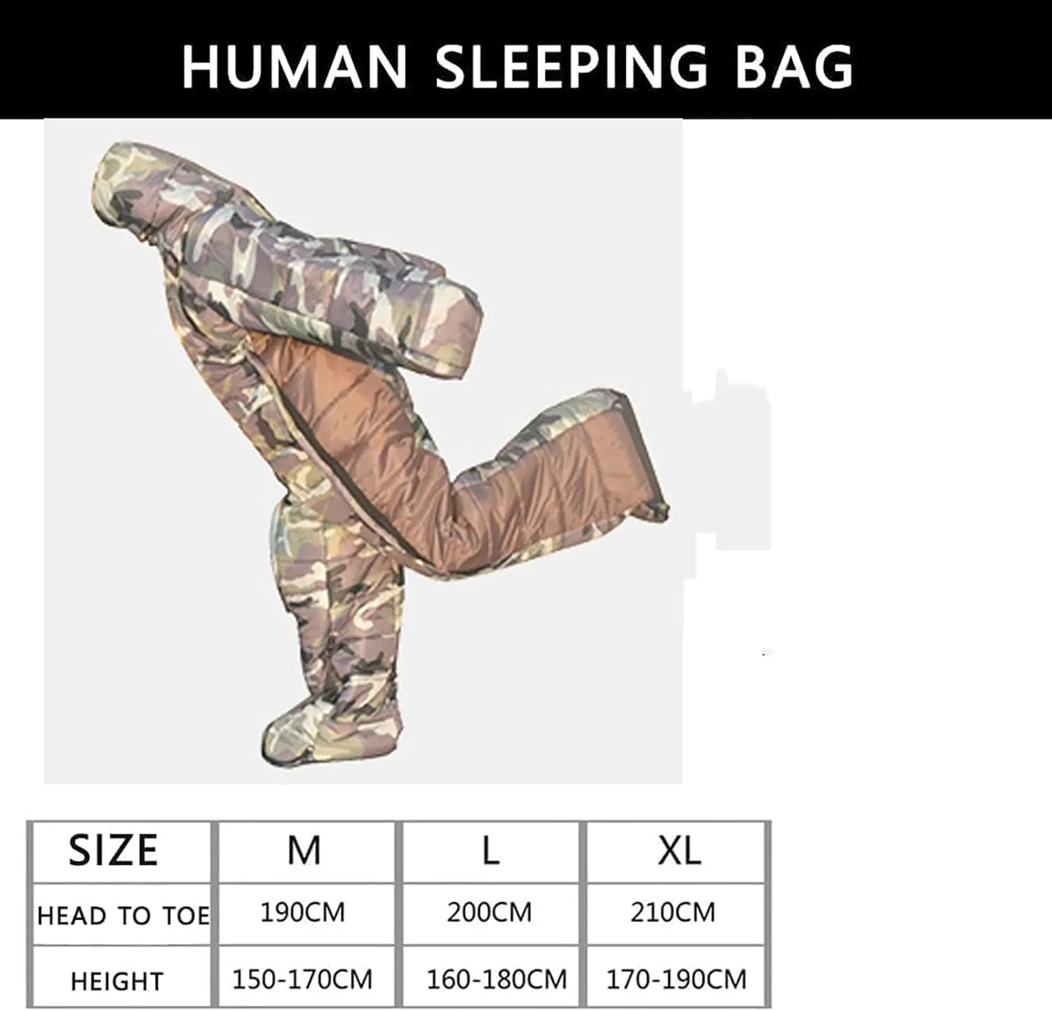 McbeAn Wearable Sleeping Bag Adult, Travel Sleeping Bag, Zipper Design, Easy to Wear, Warm and Practical, for Winter Warmer Camping - Festivals - Outdoor Leisure- Fishing - Survival Equipment