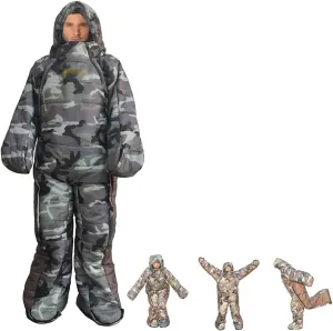 McbeAn Wearable Sleeping Bag Adult, Travel Sleeping Bag, Zipper Design, Easy to Wear, Warm and Practical, for Winter Warmer Camping - Festivals - Outdoor Leisure- Fishing - Survival Equipment