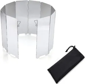 MDybf 10 Plate Foldable Gas Stove Wind Shield Outdoor Windproof Screen Aluminium Alloy Picnic Stove Windshield Camping Cooking Burner