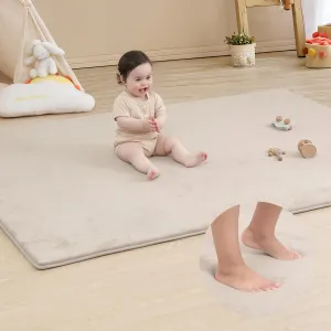 Memory Foam Baby Play Mat for Playpen,Thick&Large Crawling Mat for Floor,Soft Velvet Tummy Time for Kids,Toddlers,Infants,Non Slip Baby Floor Play Rug for Nursery&Playroom (39"×59"×0.8",Beige)
