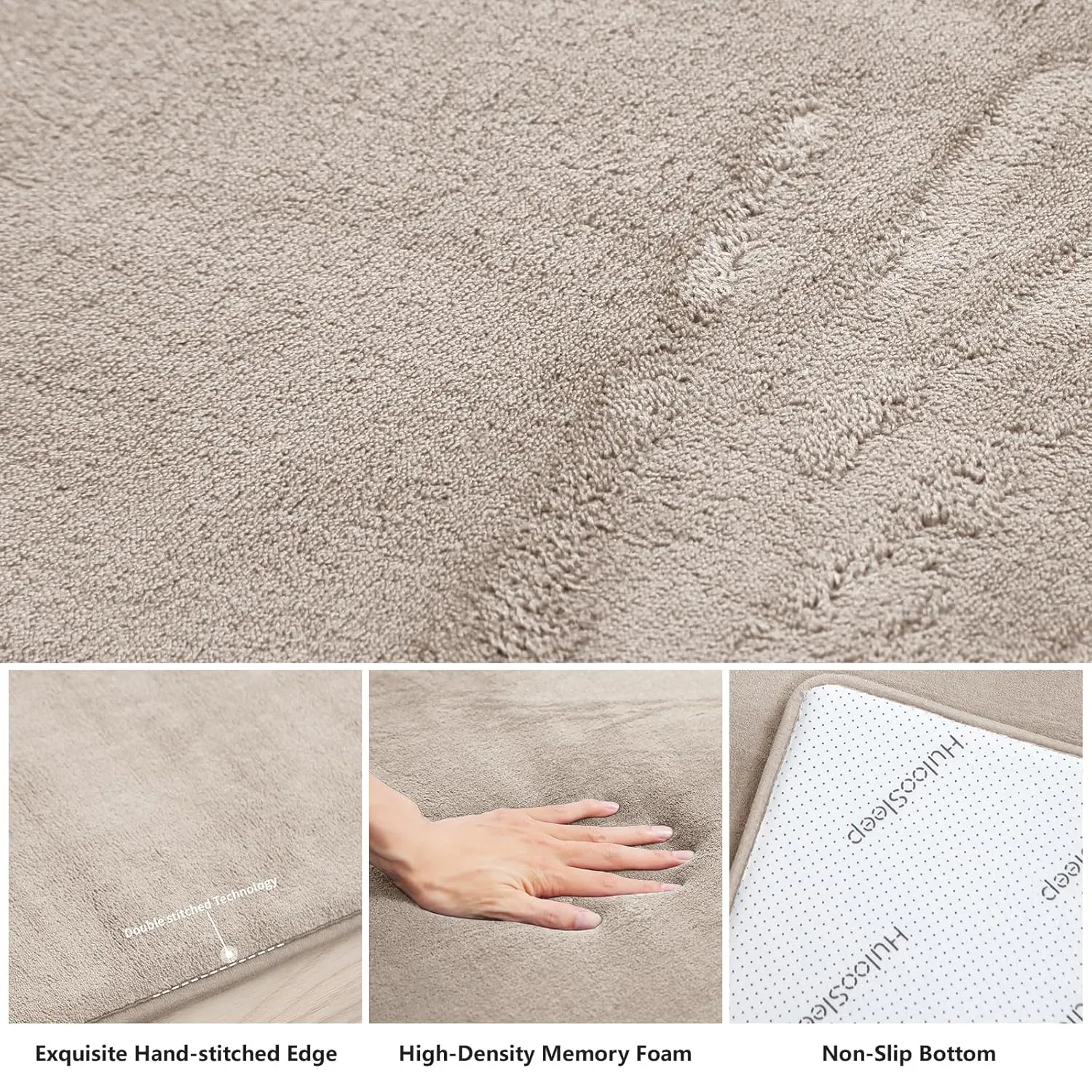 Memory Foam Baby Play Mat for Playpen,Thick&Large Crawling Mat for Floor,Soft Velvet Tummy Time for Kids,Toddlers,Infants,Non Slip Baby Floor Play Rug for Nursery&Playroom (39"×59"×0.8",Beige)