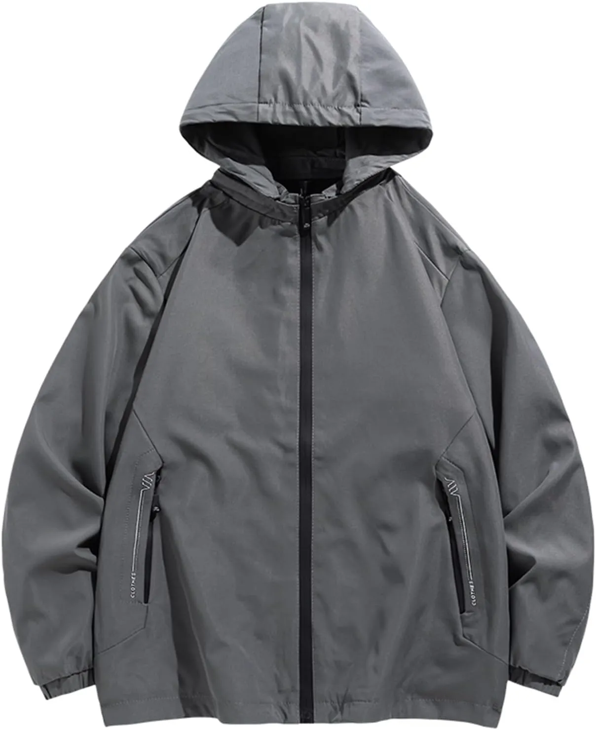 Men Waterproof Lightweight Rain Jacket Breathable Active Outdoor Hooded Raincoat Casual Trendy Work Jacket for Hiking