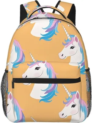 Men Women Polyester Neon Unicorn Art Daypack Big Capacity Shoulder Bag With Adjustable Shoulder Straps for Camping Travel Walking Cycling