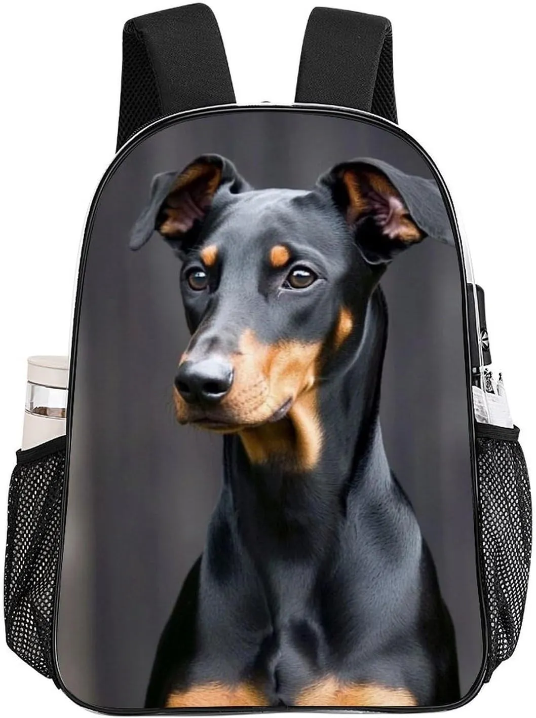 Men Women Transparent German Doberman Pinscher Casual Daypack Large Capacity Carry On Bag With Adjustable Shoulder Straps for Camping Work Running