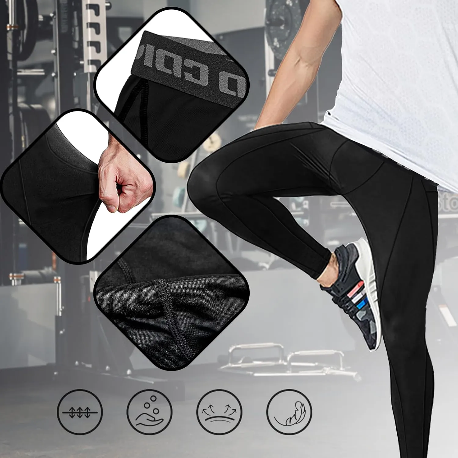Men’s Compression Pants, Leggings Running Tights Workout Base Layer for Basketball Sports Athletic Gym Soccer