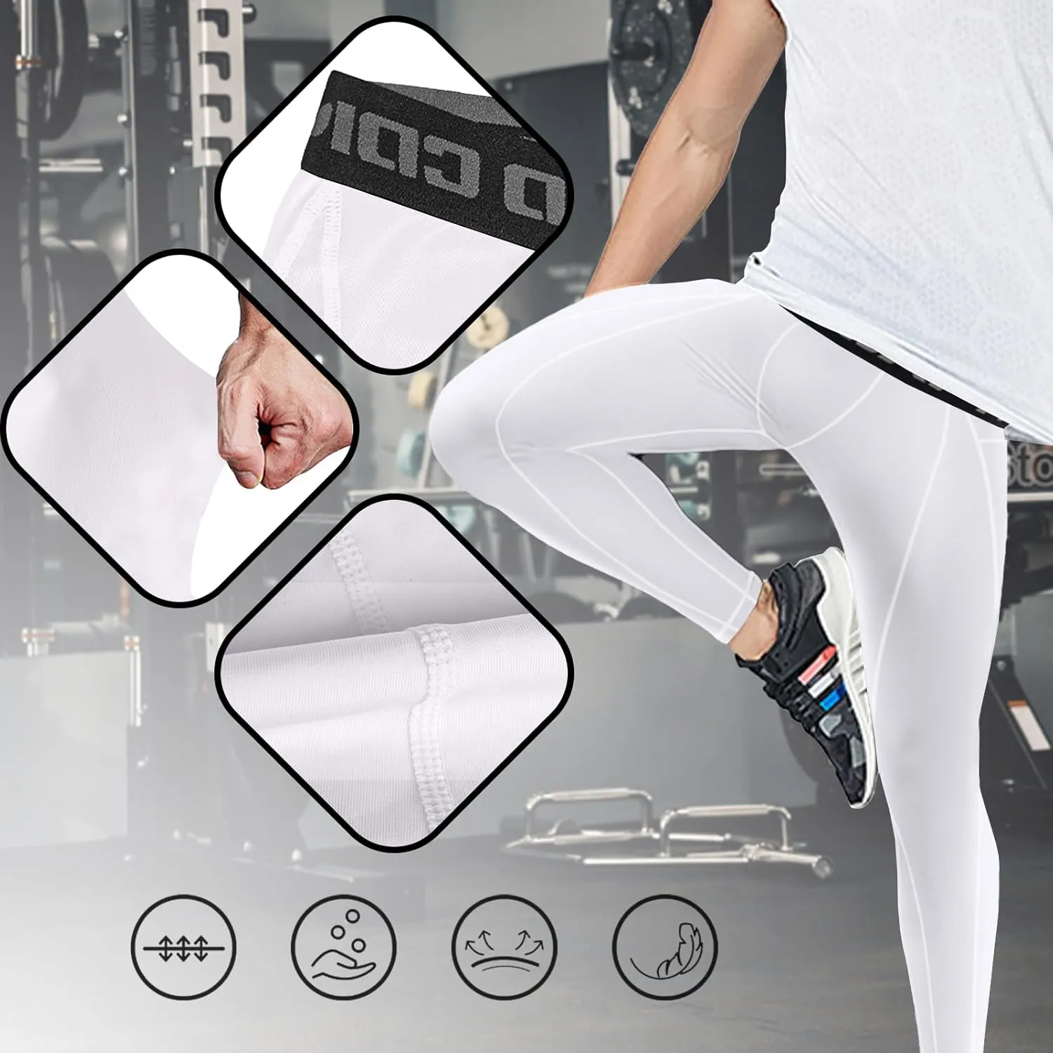 Men’s Compression Pants, Leggings Running Tights Workout Base Layer for Basketball Sports Athletic Gym Soccer