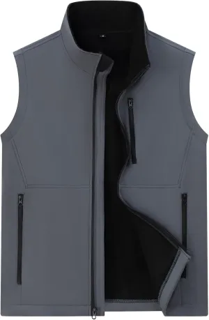 Men's Lightweight Softshell Vest Outerwear Windproof Puffer Sleeveless Jacket for Golf Running