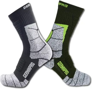 Mens Moisture Wicking Crew Compression Hiking Work Boot Socks w/Anti-Fatigue Germanium Infused   Coolmax Fiber 1/2 Pk