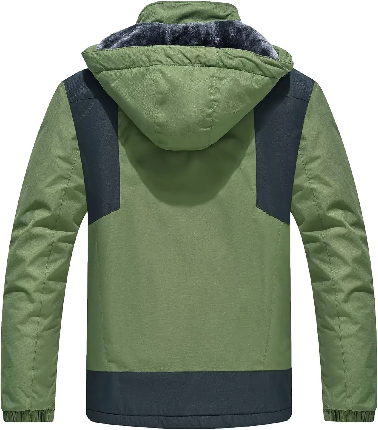 Men's Mountain Ski Jacket Waterproof Fleece Liner Snow Coat Warm Winter Windproof Hooded Raincoat