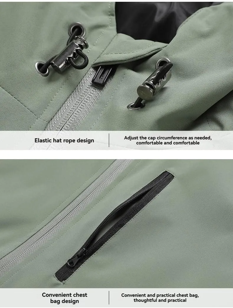 Men's Outdoor Waterproof Jacket and Pants Set Windproof Lightweight Hiking Tracksuit for Camping and Travel