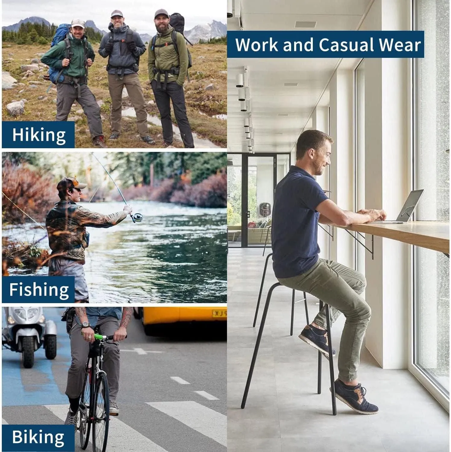 Mens Pants Joggers Stretch Cargo Pants Slim fit 6 Pockets Waterproof Fishing Quick-Dry Work Pant