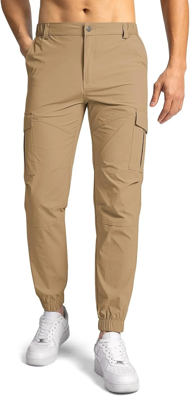 Mens Pants Joggers Stretch Cargo Pants Slim fit 6 Pockets Waterproof Fishing Quick-Dry Work Pant