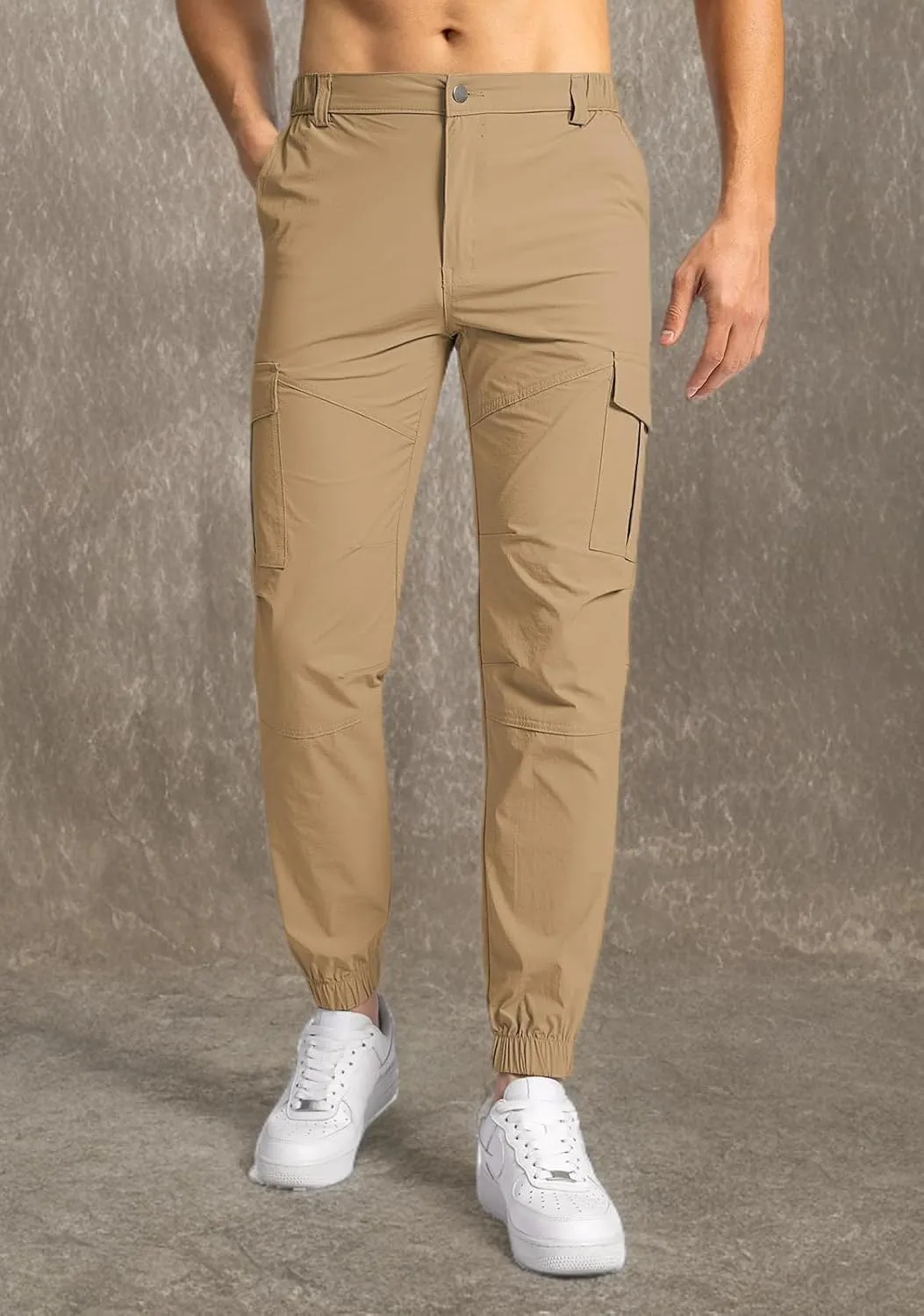 Mens Pants Joggers Stretch Cargo Pants Slim fit 6 Pockets Waterproof Fishing Quick-Dry Work Pant