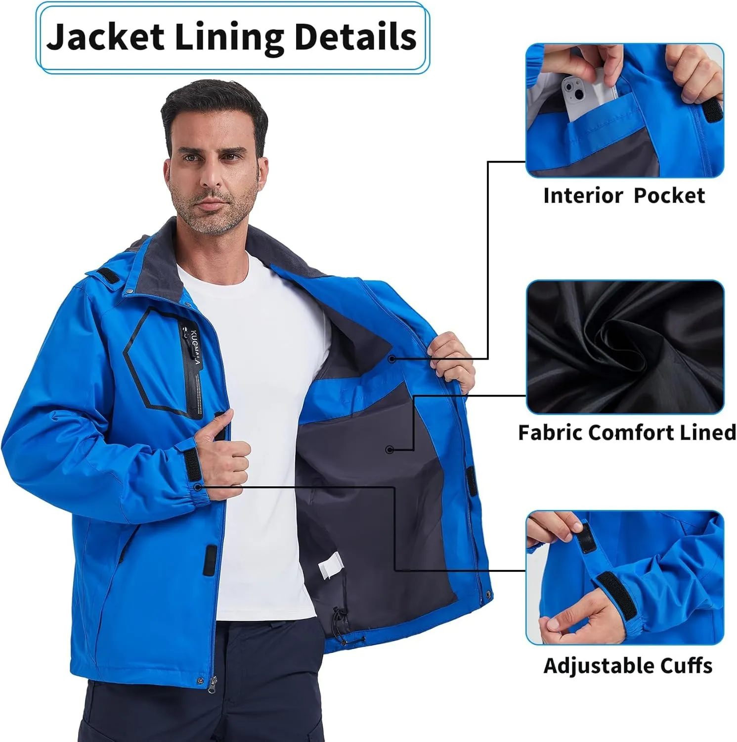 Men's Rain Jacket Waterproof Lightweight Hood jackets for Hiking Cycling Travel Raincoat S-6XL