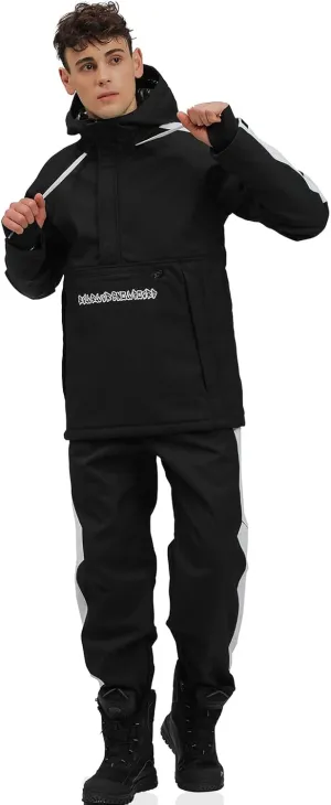 Men's Ski Jacket and Pants Set Waterproof Ski Suits Windproof Insulated Snowsuit Hooded Snowboard Jacket for Winter Sports