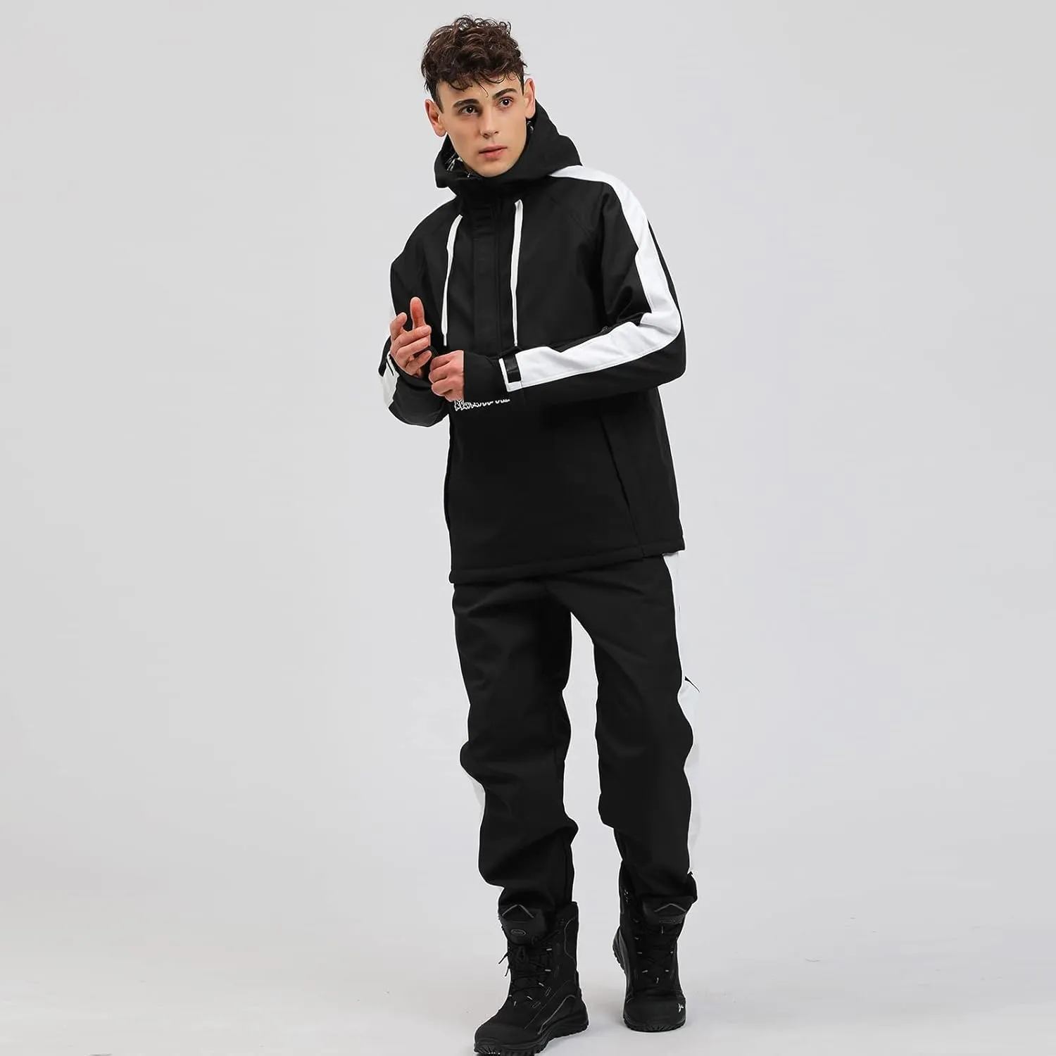 Men's Ski Jacket and Pants Set Waterproof Ski Suits Windproof Insulated Snowsuit Hooded Snowboard Jacket for Winter Sports
