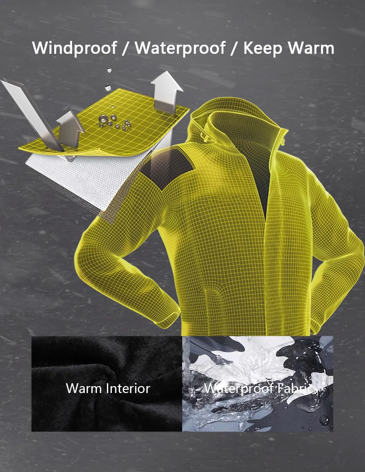 Men's Ski Jacket Warm Winter Snow Coat Waterproof Mountain Windbreaker Snowboarding Jacket Hooded for Hiking Traval
