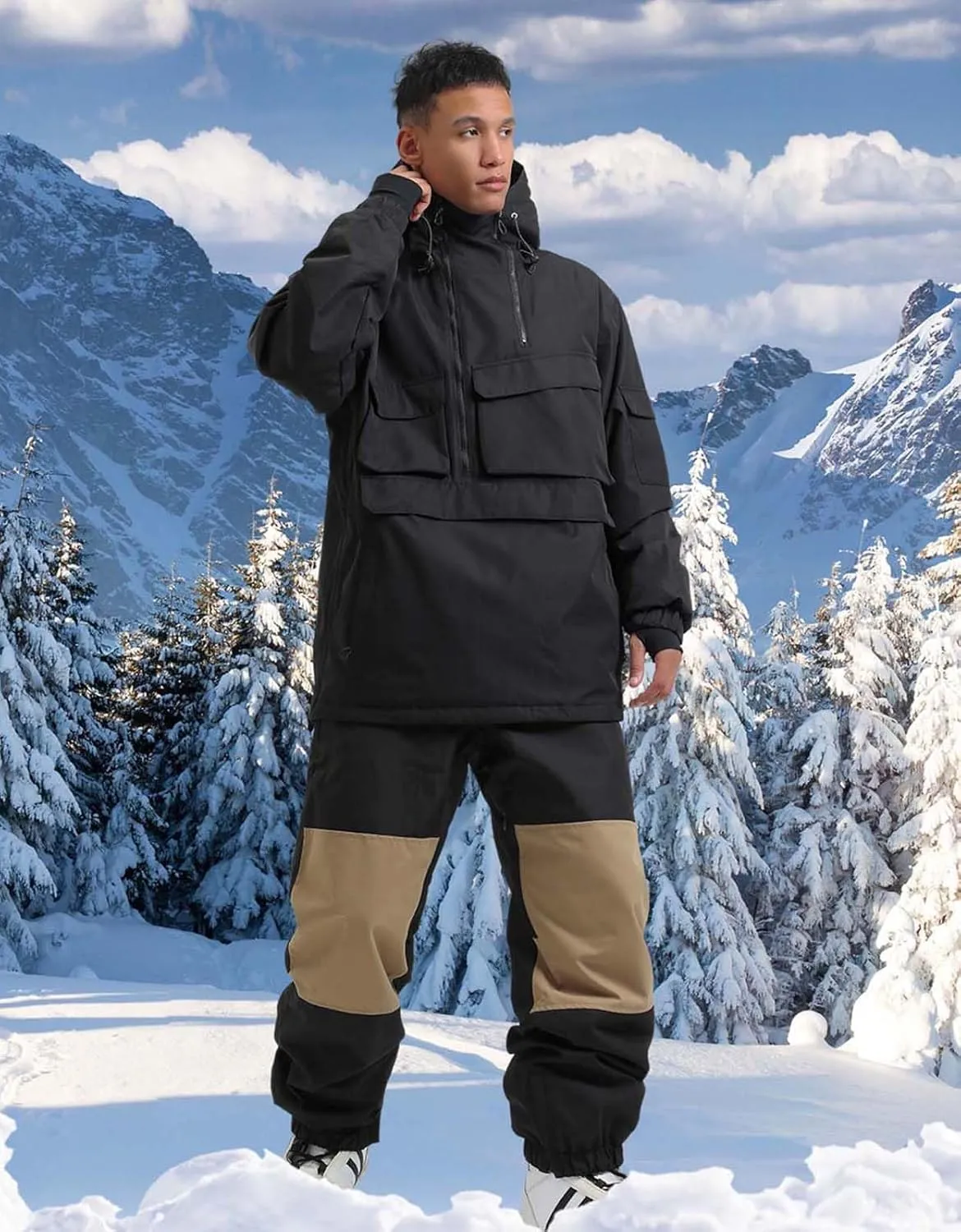 Mens Snowboard Jacket Ski Pullover Coat Warm Waterproof Windproof Men Snowboarding Jacket Winter Sports