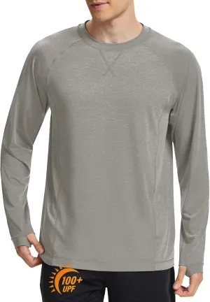 Mens UPF 100  Sun Protection Shirts Long Sleeve SPF UV Swim Rash Guard for Fishing Running Hiking Outdoor Workout
